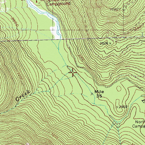Topographic Map of Three Creek, WA