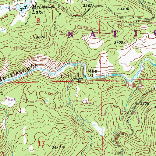 Topographic Map of Three Creeks, WA