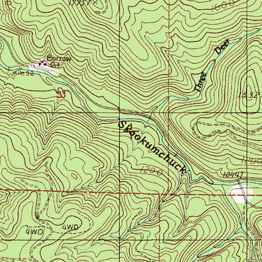 Topographic Map of Three Deer Creek, WA
