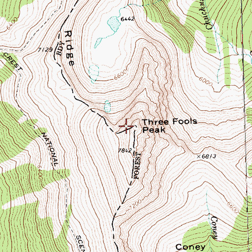 Topographic Map of Three Fools Peak, WA
