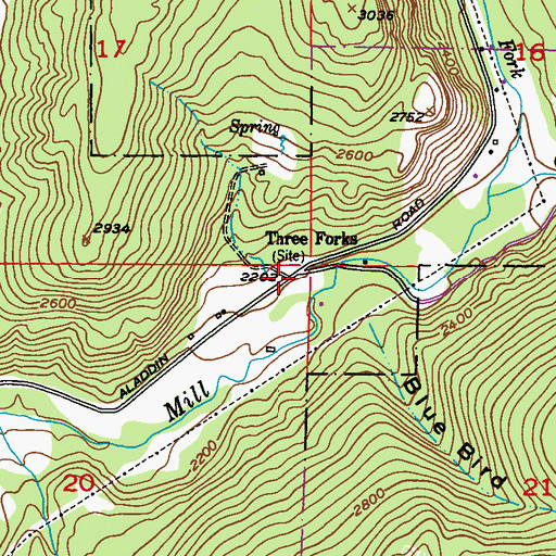 Topographic Map of Three Forks, WA