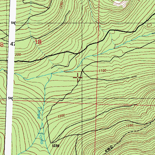 Topographic Map of Three Forks, WA