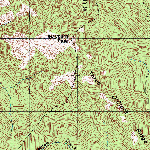 Topographic Map of Three O'Clock Ridge, WA