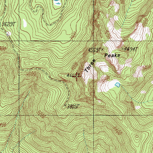 Topographic Map of Three Peaks, WA