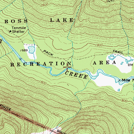 Topographic Map of Thritynine Mile Creek, WA