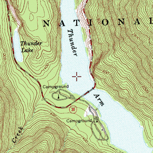Topographic Map of Thunder Arm, WA