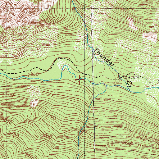 Topographic Map of Thunder Creek, WA