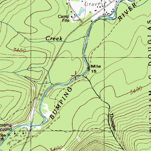 Topographic Map of Thunder Creek, WA