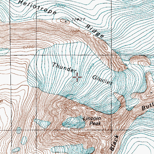 Topographic Map of Thunder Glacier, WA