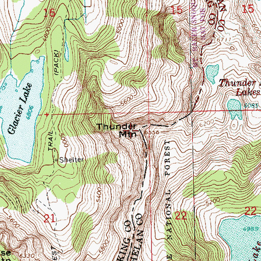 Topographic Map of Thunder Mountain, WA