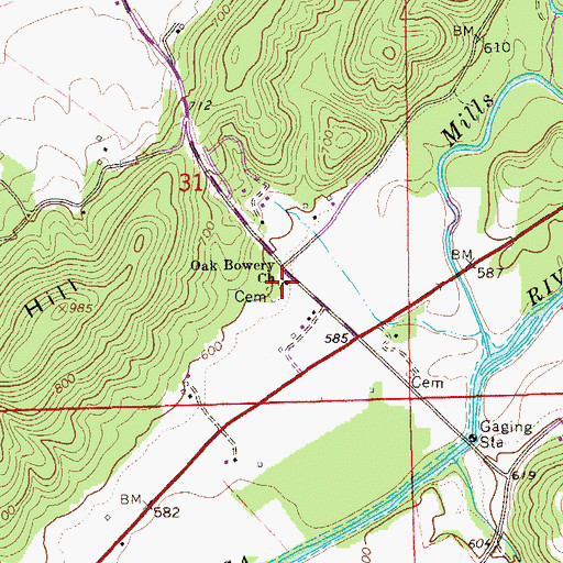 Topographic Map of Oak Bowery Methodist Church, AL