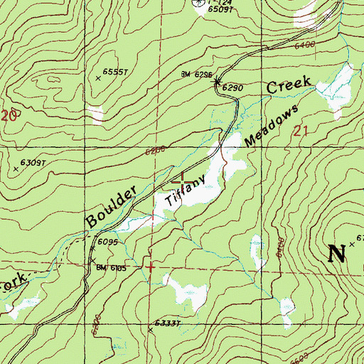 Topographic Map of Tiffany Meadows, WA