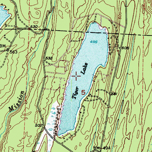 Topographic Map of Tiger Lake, WA
