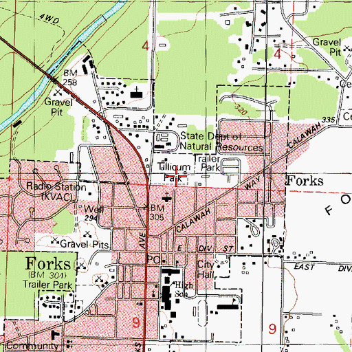 Topographic Map of Tilicum Park, WA