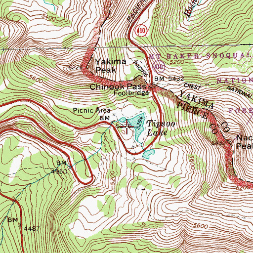 Topographic Map of Tipsoo Lake, WA