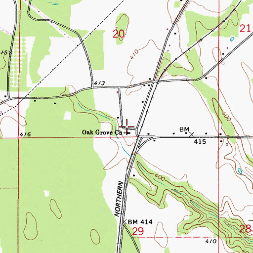 Topographic Map of Oak Grove Baptist Church, AL
