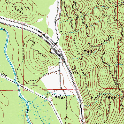 Topographic Map of Toll Creek, WA