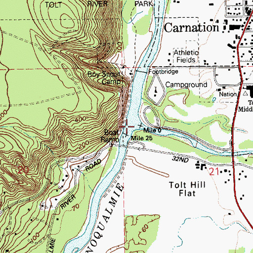 Topographic Map of Tolt River, WA