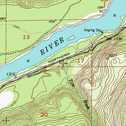 Topographic Map of Tom Bush Creek, WA