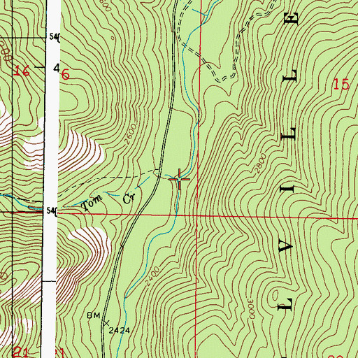 Topographic Map of Tom Creek, WA