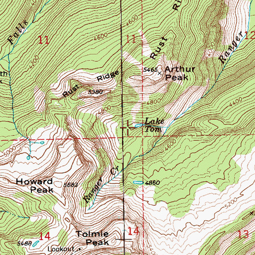 Topographic Map of Lake Tom, WA