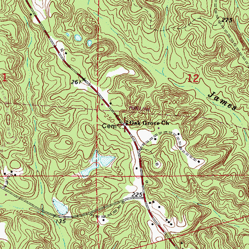 Topographic Map of Oak Grove Baptist Church, AL
