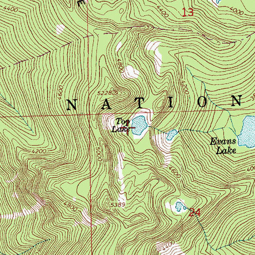 Topographic Map of Top Lake, WA