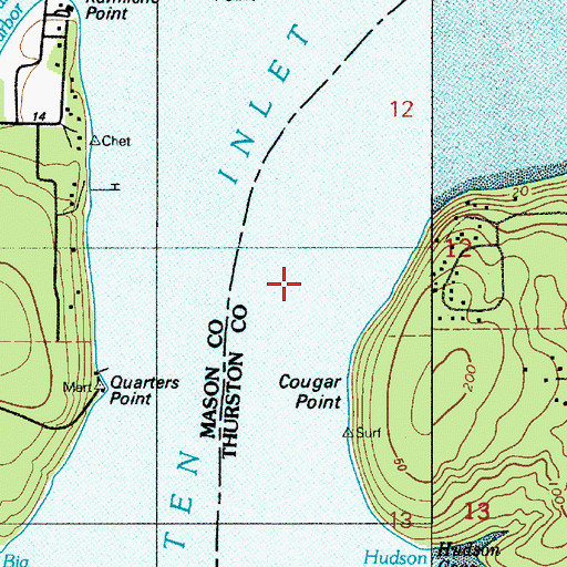 Topographic Map of Totten Inlet, WA