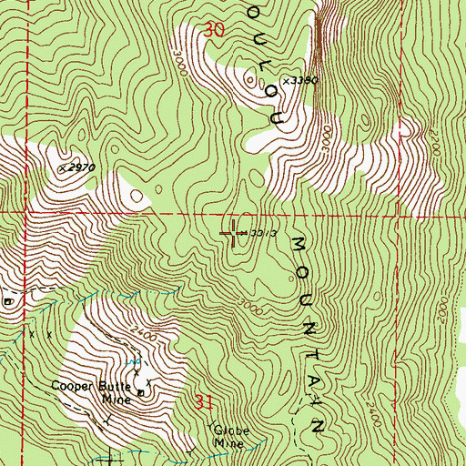 Topographic Map of Toulou Mountain, WA