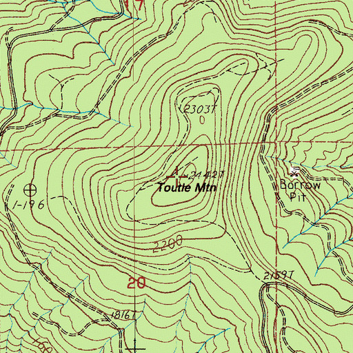 Topographic Map of Toutle Mountain, WA