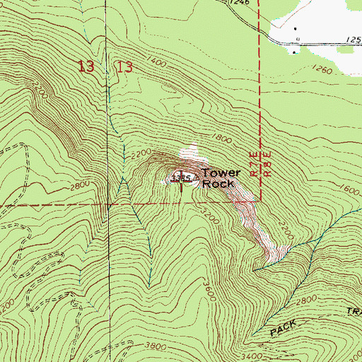 Topographic Map of Tower Rock, WA