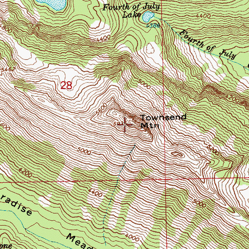 Topographic Map of Townsend Mountain, WA