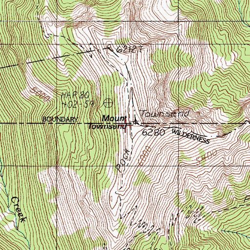 Topographic Map of Mount Townsend, WA