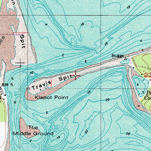 Topographic Map of Travis Spit, WA