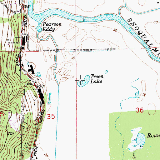 Topographic Map of Treen Lake, WA
