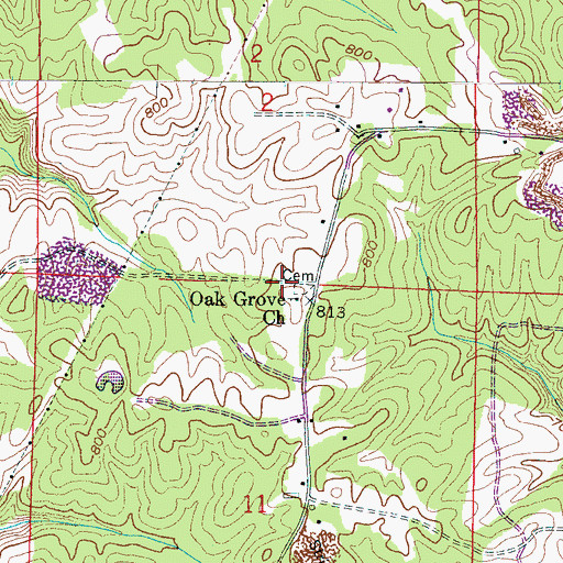 Topographic Map of Oak Grove Church of Christ, AL