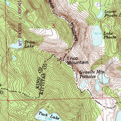 Topographic Map of Trico Mountain, WA