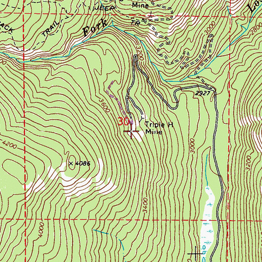 Topographic Map of Triple H Mine, WA