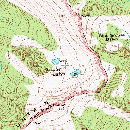 Topographic Map of Triplet Lakes, WA