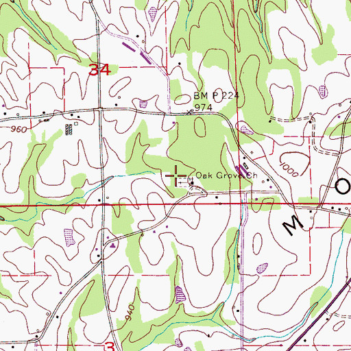 Topographic Map of Oak Grove Methodist Church, AL