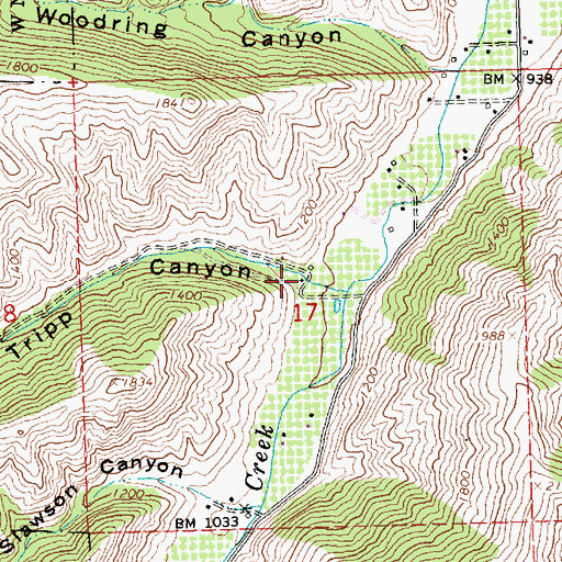 Topographic Map of Tripp Canyon, WA
