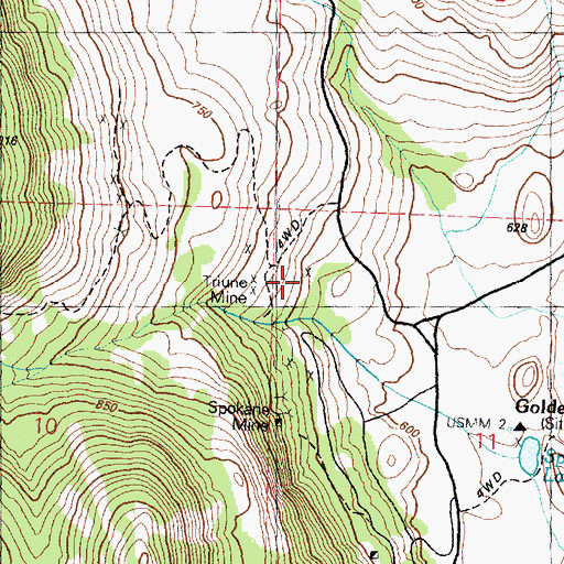 Topographic Map of Triune Mine, WA