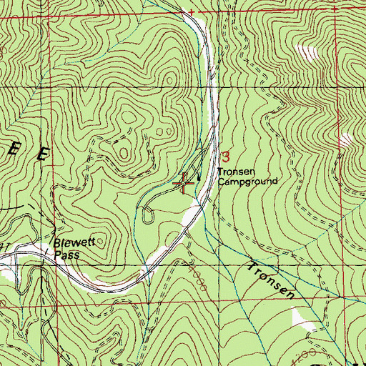 Topographic Map of Tronsen Campground, WA