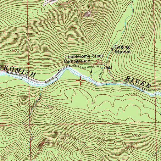 Topographic Map of Troublesome Creek, WA