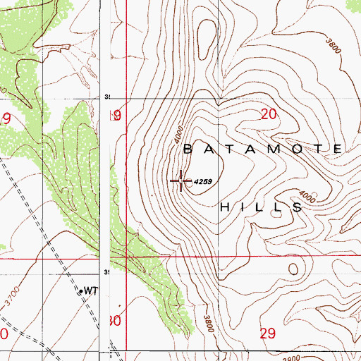 Topographic Map of Batamote Hills, AZ