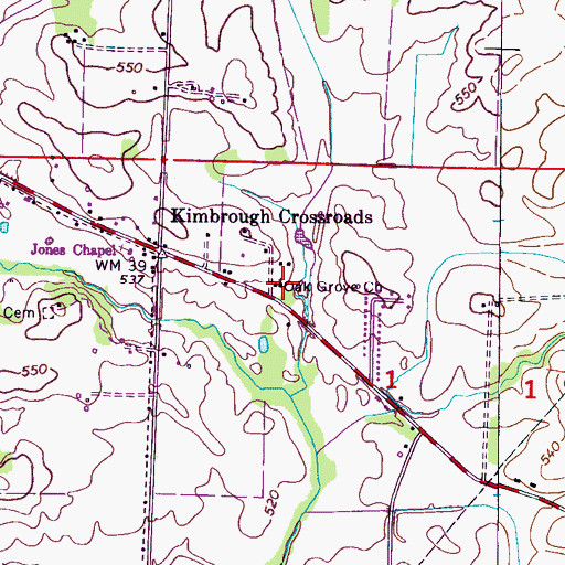 Topographic Map of Oak Grove African Methodist Episcopal Church, AL