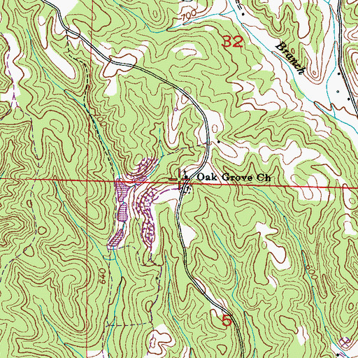 Topographic Map of Oak Grove Church, AL
