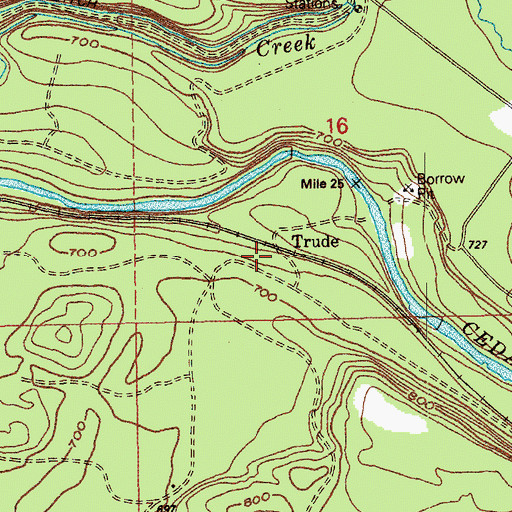 Topographic Map of Trude, WA