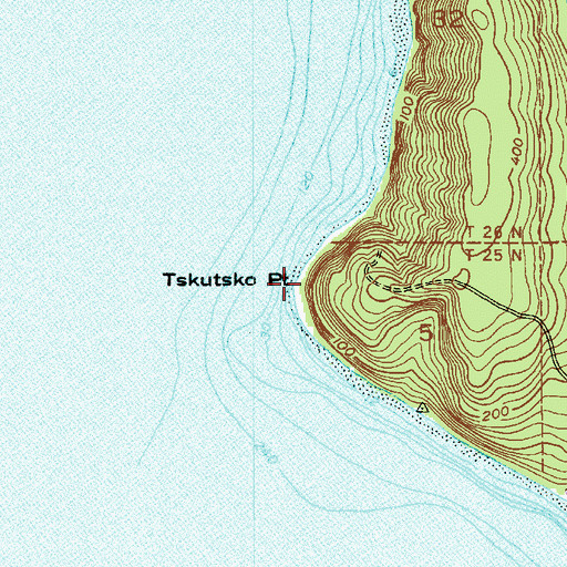 Topographic Map of Tskutsko Point, WA