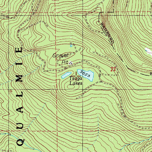 Topographic Map of Tsuga Lakes, WA